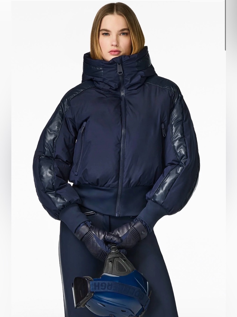 Goldbergh Volare Down Ski Jacket Bomber Navy Blue Waterproof NWT US 4 Ski Suit